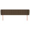 vidaXL Cabeceira de cama c/ abas tecido 163x23x78/88cm castanho-escuro