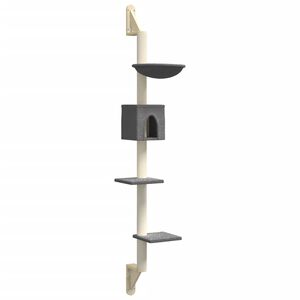 vidaXL &Aacute;rvore parede p/ gatos c/ poste arranhador 187 cm cinza-escuro