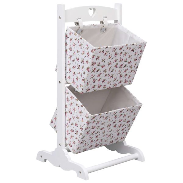 vidaXL Prateleira de cestos de 2 n&iacute;veis 35x35x72 cm madeira floral