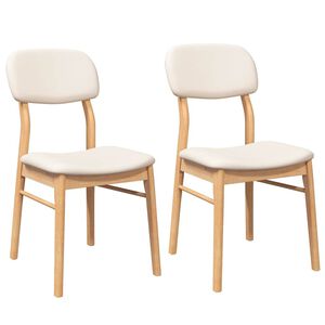 vidaXL Cadeiras de jantar com almofad&otilde;es 2 pcs madeira maci&ccedil;a natural