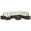 vidaXL Conjunto de Sof&aacute; de Jardim com almofada 9 pcs Castanho vime PE