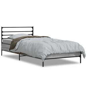 vidaXL Estrutura de cama derivados de madeira e metal cinzento sonoma
