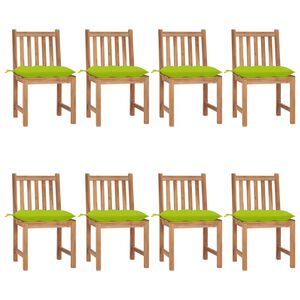 vidaXL Cadeiras de jardim 8 pcs c/ almofad&otilde;es madeira de teca maci&ccedil;a