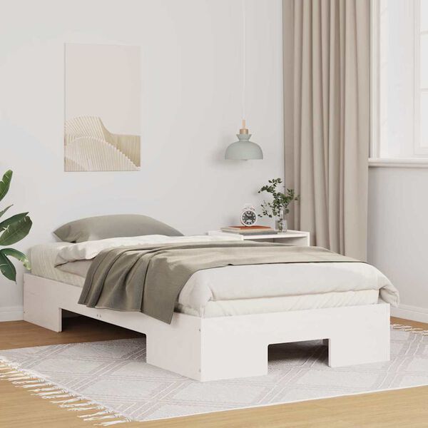 vidaXL Estrutura de cama de ch&atilde;o com armazenamento Branco 75 x 190 cm