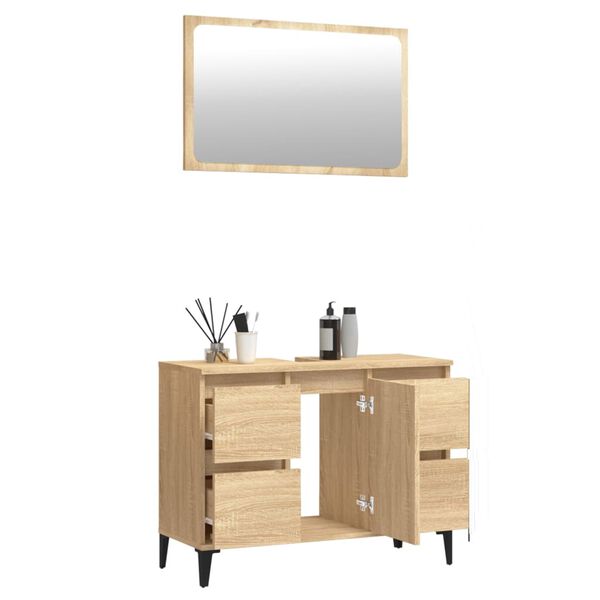 vidaXL 2 pcs conj. m&oacute;veis casa banho derivados madeira carvalho sonoma