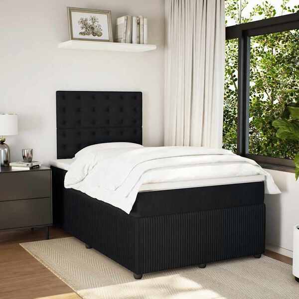 vidaXL Cama boxspring com colch&atilde;o 120x200 cm veludo preto