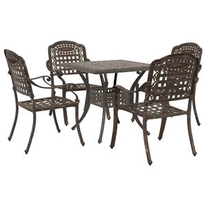 vidaXL Conjunto de Mesa de Jardim 5 pcs Bronze Alum&iacute;nio Fundido