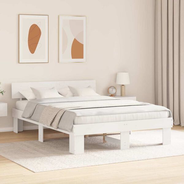 vidaXL Estrutura da Cama com cabeceira Branco 140 x 200 cm