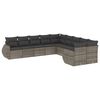 vidaXL 10 pcs conjunto sof&aacute;s de jardim c/ almofad&otilde;es vime PE cinzento