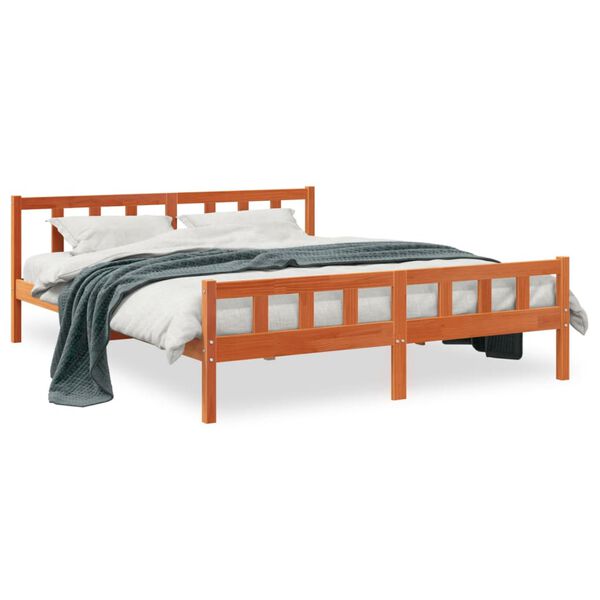 vidaXL Cama sem colch&atilde;o 180x200 cm pinho maci&ccedil;o castanho-mel