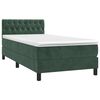 vidaXL Cama com molas/colch&atilde;o 100x200 cm veludo verde-escuro