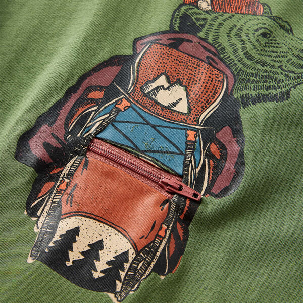 T-shirt de manga comprida para crian&ccedil;a caqui-claro 140