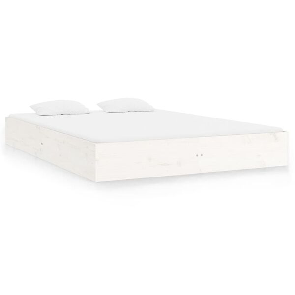 vidaXL Estrutura de cama 140x200 cm madeira maci&ccedil;a branco