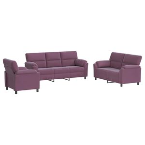 vidaXL Conjunto de Sof&aacute;s 3 pcs Roxo Veludo