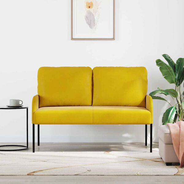 vidaXL Sof&aacute;s com almofada 110cm Amarelo Contraplacado