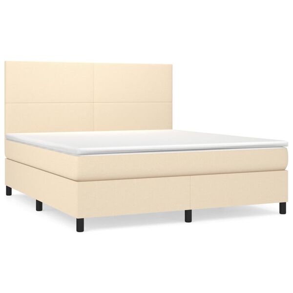 vidaXL Cama com molas/colch&atilde;o 180x200 cm tecido cor creme