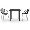 vidaXL 3 pcs conjunto de jantar para jardim vime de PVC preto