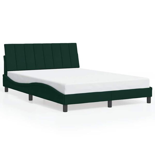 vidaXL Estrutura de cama sem colch&atilde;o Hanko 120x200 cm veludo verde-escuro