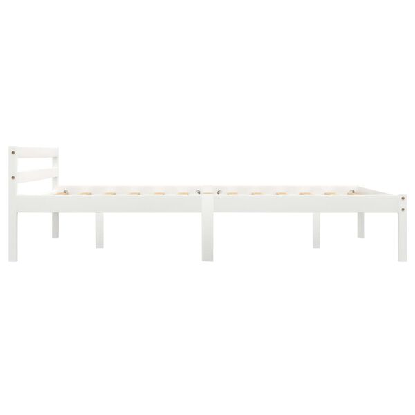 vidaXL Estrutura de cama 140x200 cm madeira pinho maci&ccedil;o branco