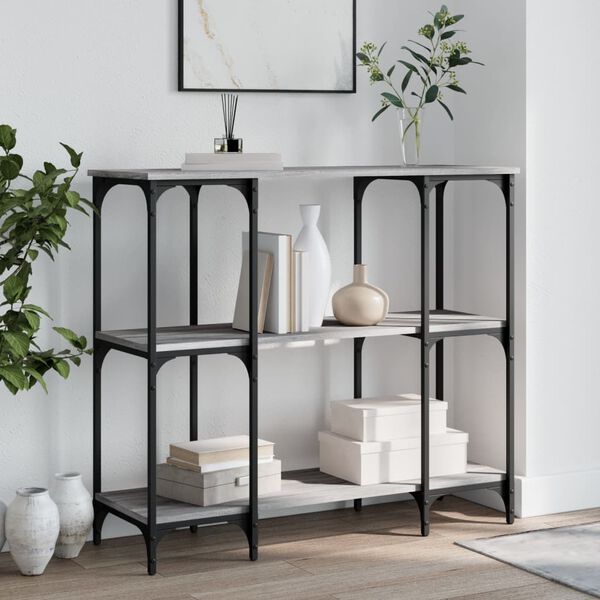 vidaXL Mesa consola 102x35x90 cm derivados de madeira cinzento sonoma