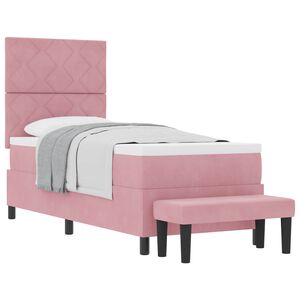 vidaXL Cama Box com colch&atilde;o com cabeceira Rosa 80 x 200 cm Veludo