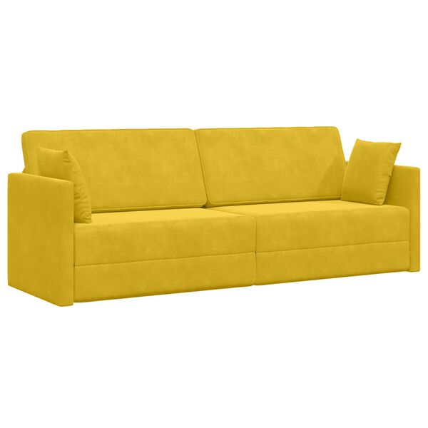 vidaXL Sof&aacute;-cama de ch&atilde;o 200cm Amarelo Veludo
