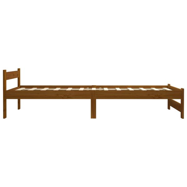 vidaXL Estrutura de cama 100x200 cm madeira pinho maci&ccedil;o castanho mel