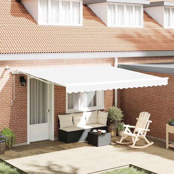 vidaXL Toldo Retr&aacute;til Branco 400 &times; 300 cm Poli&eacute;ster e Metal