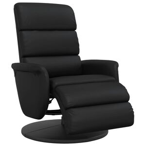 vidaXL Cadeira reclin&aacute;vel com apoio de p&eacute;s couro artificial preto