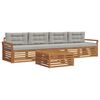 vidaXL Conjunto de Sof&aacute;s para Exterior 5 unid. Cinza Natural e Claro