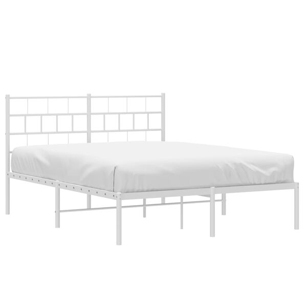 vidaXL Estrutura de cama com cabeceira 140x190 cm metal branco