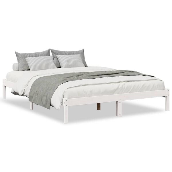 vidaXL Cama extra longa sem colch&atilde;o 140x220 cm pinho maci&ccedil;o branco