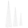 vidaXL Conj. cones decorativos c/ LEDs branco frio acrílico 30/45/60cm