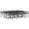 vidaXL 11 pcs conjunto de jantar p/ jardim c/ almofad&otilde;es vime PE preto