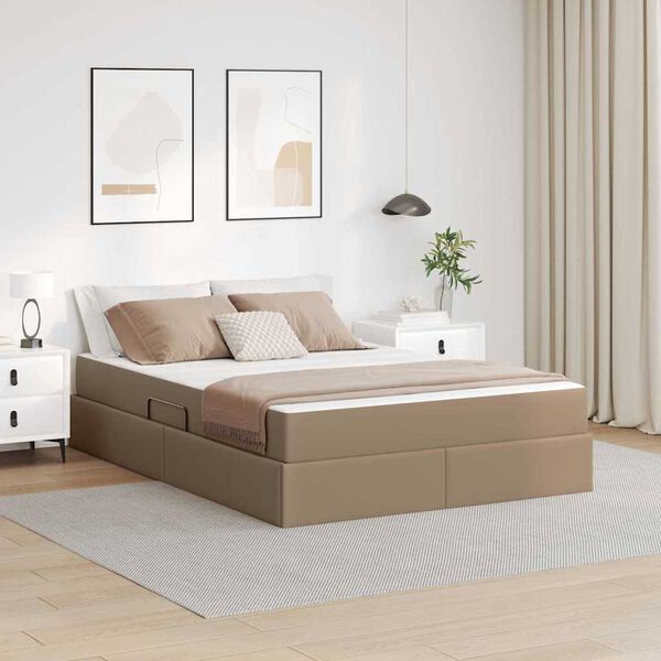 vidaXL Cama com arrumação e colchão Cappuccino 140 x 200 cm