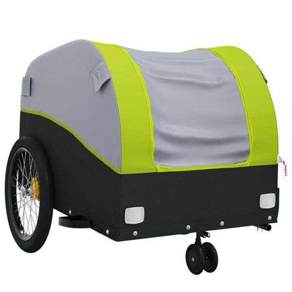 vidaXL Reboque para bicicleta 30 kg ferro preto e verde