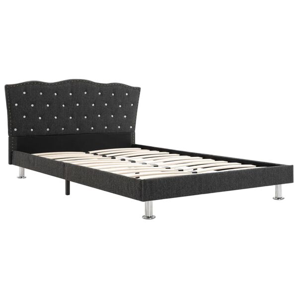 vidaXL Cama com colch&atilde;o 140x200 cm tecido cinzento-escuro