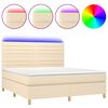 vidaXL Cama box spring c/ colch&atilde;o e LED 180x200 cm tecido cor creme