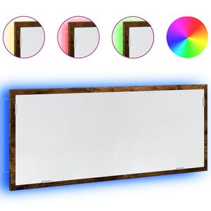 vidaXL Espelho de casa de banho c/ LED deriv. madeira carvalho fumado