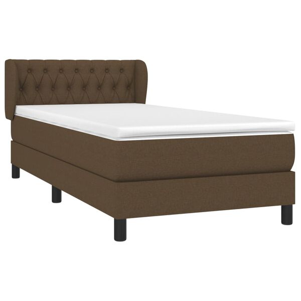 vidaXL Cama com molas/colch&atilde;o 90x190 cm tecido castanho-escuro