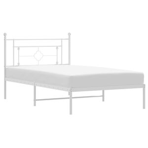 vidaXL Estrutura de cama em metal com cabeceira 107x203 cm branco