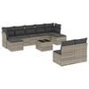 vidaXL 10 pcs conj. sof&aacute;s jardim com almofad&otilde;es vime PE cinzento-claro