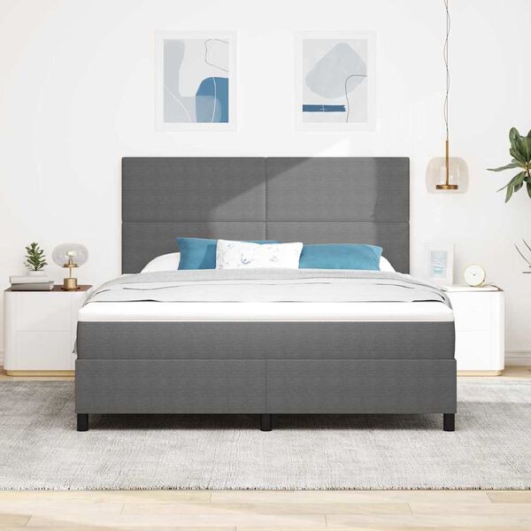 vidaXL Cama Box Spring LED Cinza Claro e Branco 180 x 200 cm