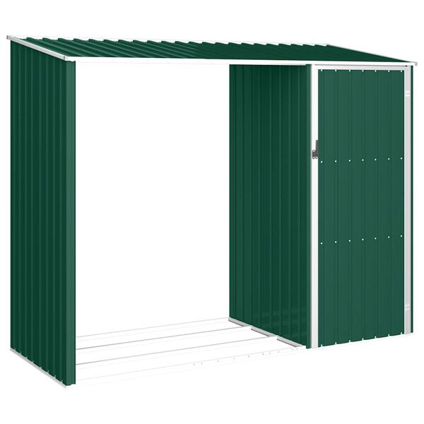 vidaXL Abrigo de lenha para jardim 245x98x159 cm a&ccedil;o galvanizado verde
