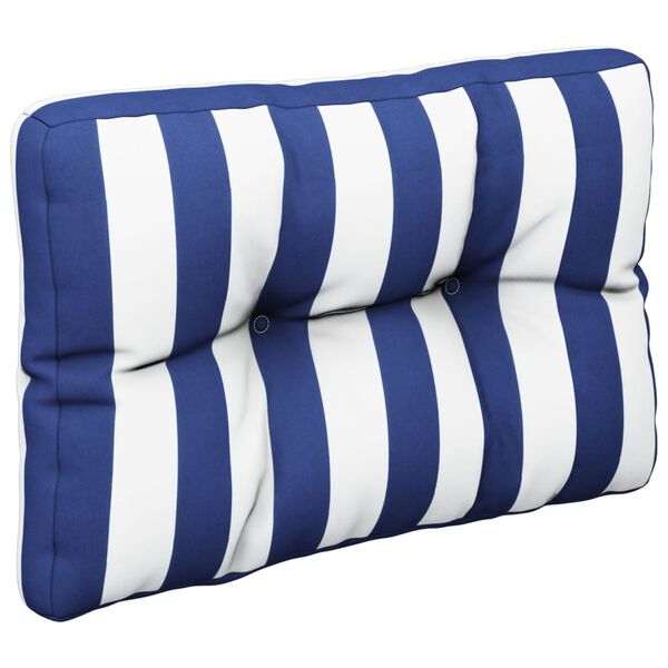 vidaXL Almofad&atilde;o para sof&aacute; de paletes 60x40x12 cm tecido azul/branco