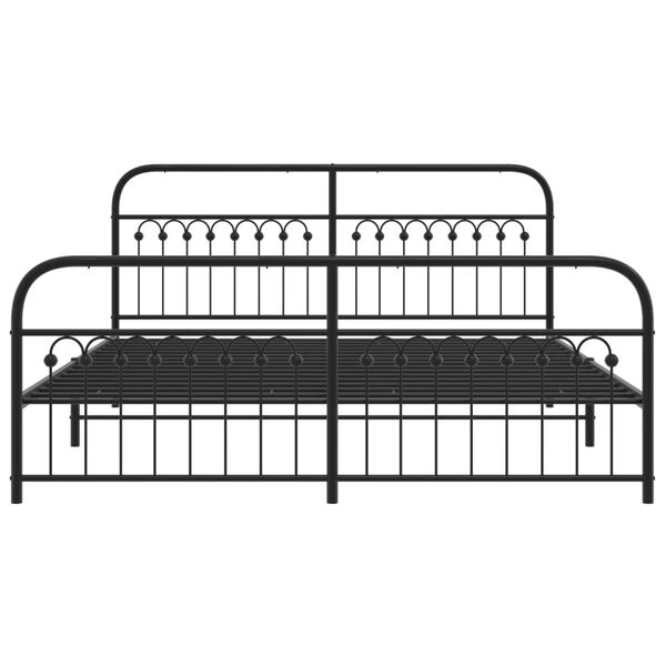 vidaXL Estrutura de cama com cabeceira e p&eacute;s 183x213 cm metal preto