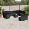 vidaXL 13 pcs conjunto de sof&aacute;s de jardim com almofad&otilde;es vime PE preto