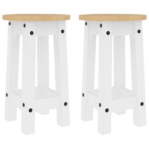 vidaXL Bancos de bar 2 pcs madeira de pinho maci&ccedil;a branco