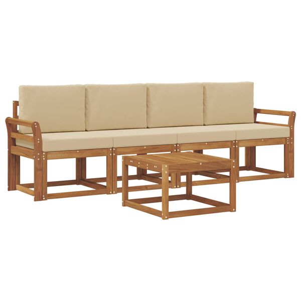 vidaXL Conjunto de Sof&aacute;s para Exterior 5 pcs Natural e Bege