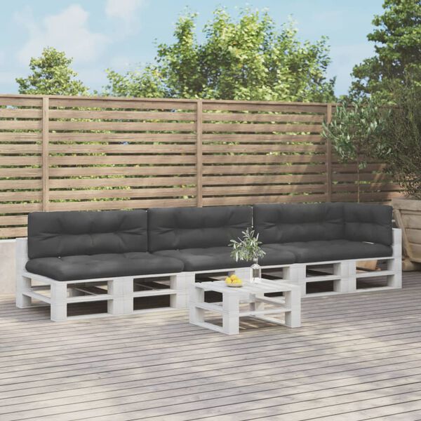 vidaXL Almofad&otilde;es para m&oacute;veis de paletes 7 pcs tecido preto